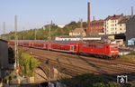 111 012 schiebt RE 10429 nach Dortmund ausnahmsweise über das S-Bahngleis in Wuppertal-Unterbarmen. (12.09.2016) <i>Foto: Wolfgang Bügel</i>