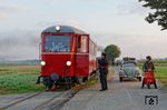 Dieseltriebwagen 13 (ex Mittelbadische Eisenbahn-Gesellschaft [MEG]), 1941 gebaut von der Waggonfabrik Wismar, bei Gelindchen. (24.09.2016) <i>Foto: Marcus Henschel</i>