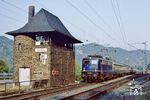 110 285 (Bw Hamburg-Eidelstedt) fährt mit E 3544 nach Koblenz durch den Betriebsbahnhof Werlau. (31.08.1983) <i>Foto: Wolfgang Bügel</i>