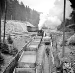 Lok "HELENE" an der Verladestelle der Grube "Wolkenhügel" bei Bad Lauterberg. (04.05.1967) <i>Foto: Detlev Luckmann</i>