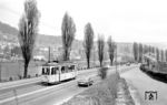 Tw 76 auf der Bundesstraße 37 (Schlierbacher Landstraße) bei Heidelberg-Karlstor.  (25.04.1962) <i>Foto: Helmut Röth *</i>