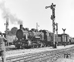 56 744 (ex 55 5057) mit einem Güterzug in Neubrandenburg. Links lichtet Gerhard Illner ebenfalls die Lok ab, die am 23. Janaur 1968 ausgemustert wurde. (18.08.1966) <i>Foto: Joachim Claus</i>