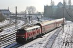 218 409 mit der Leerwagengarnitur für IRE 4226 nach Stuttgart in Lindau Hbf. (27.01.2017) <i>Foto: Joachim Bügel</i>