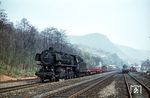 044 121 (ex 44 1122) rollt mit einem Güterzug nach Ehrang durch Hatzenport. (09.04.1971) <i>Foto: Robin Fell</i>