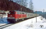 218 140 mit E 3686 nach Hagen bei Silbach. (19.02.1984) <i>Foto: Wolfgang Bügel</i>
