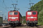 Die letzten beiden Schiebeloks verabschieden sich im Bahnhof Laufach.  (15.06.2017) <i>Foto: Joachim Schmidt</i>