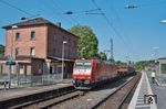 Einfahrt des letzten Güterzuges EZ 51291 (Hagen-Vorhalle - Nürnberg Rbf) mit 185 162, der über die Laufacher Rampe nachgeschoben werden wird.  (15.06.2017) <i>Foto: Joachim Schmidt</i>