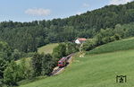 798 706 und 798 776 auf der Rückfahrt nach Waldkirchen bei Mayersäge zum 125 jährigen Jubiläum der Bahnstrecke Passau - Freyung. (08.07.2017) <i>Foto: Ralf Opalka</i>