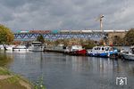 Derzeit wird die Brücke über die Maas in Visé umfassend saniert. Mitte September 2017 wurden die ersten neuen Brückenteile eingeschoben. 2018 soll die Sanierung abgeschlossen sein und rund 14 Mio € verbaut worden sein.    (03.10.2017) <i>Foto: Marcus Henschel</i>