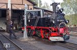 Die vereinseigene Lok 99 1590 der Preßnitztalbahn in Jöhstadt. (30.09.2017) <i>Foto: Andreas Höfig</i>
