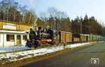 99 4632 mit einem Sonderzug in Philippshagen-Tannenheim nahe Göhren. (15.02.1986) <i>Foto: Slg. Wolfgang Bügel</i>