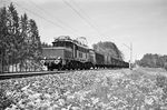 E 94 053 (Bw Rosenheim) mit einem Güterzug nahe des Bk. Westerndorf bei Rosenheim. (25.05.1958) <i>Foto: Helmut Röth *</i>