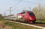 Und der Gegenzug THA 9472 (Dortmund - Paris Nord) auf der Güterzugstrecke bei Immigrath. (14.04.2018) <i>Foto: Joachim Bügel</i>