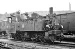 99 5714 der Bauart Mallet (B'B n4vt) wurde 1919 an die 1000mm Schmalspurbahn Gera-Meuselwitz-Wuitzer Eisenbahn (GMWE) abgeliefert. Sie war dort bis 1968 im Einsatz. (27.06.1966) <i>Foto: Will A. Reed</i>