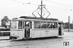 Mit Tw 35 erhielt der VEB (K) Verkehrsbetrieb Halberstadt 1951 den ersten Einheitstriebwagen der Bauart LOWA ET50 vom VEB Waggonbau Werdau.  (28.06.1966) <i>Foto: Will A. Reed</i>