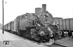 Die 1912 bei Union in Königsberg gebaute 92 695 vor einem Personenzug für die Werksbediensteten des RAW in Dessau.  (27.06.1966) <i>Foto: Will A. Reed</i>