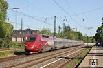 Thalys 4322 als THA 9437 aus Paris-Nord fährt auf der Güterzugstrecke durch den Bahnhof Hilden. (07.05.2018) <i>Foto: Wolfgang Bügel</i>