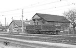E 20.007 (SGP Graz / BBC, Baujahr 1956) der Firma Stern & Hafferl im Bahnhof Eferding. (19.04.1962) <i>Foto: Gerd Wolff</i>