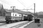 Zugkreuzung im Bahnhof Annaberg-Reith. Vorne ÖBB 1099.07 (SSW Wien, Krauss Linz, Baujahr 1909). (21.04.1962) <i>Foto: Gerd Wolff</i>