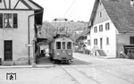 CFe 4/4 Nr. 4 der Schweizerischen Industrie-Gesellschaft (SIG)/ Maschinenfabrik Oerlikon (MFO), Baujahr 1905, in Schleitheim. (01.06.1962) <i>Foto: Gerd Wolff</i>