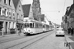 Tw 71 mit Bw 167, 169 und 170 der Oberrheinischen Eisenbahn-Gesellschaft (OEG) in Seckenheim. (07.06.1959) <i>Foto: Helmut Röth</i>