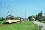 OEG Tw 301 mit Bw 311 auf der Linie C nach Mannheim Hbf in Wallstadt-Heddesheim. (13.05.1988) <i>Foto: Helmut Röth</i>