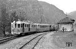 Tw 2 (MAN/Oerlikon, Baujahr 1907) im Bahnhof Someo auf dem Weg nach Bignasco im Schweizer Kanton Tessin. (10.10.1964) <i>Foto: Gerd Wolff</i>