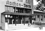 Der Bahnhof Aachen Nord ging als Kopfbahnhof 1875 in Betrieb. Ursprünglich wurde er für Transporte im Steinkohlenbau des Wurmreviers errichtet. In den 1930er Jahren erhielt der Bahnhof ein neues Empfangsgebäude.  (1937) <i>Foto: RVM</i>
