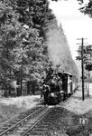 Mess- und Indizierfahrt mit der LKM-Lok 007 auf der 750mm Weißeritztalbahn Freital-Hainsberg - Kurort Kipsdorf. (07.1949) <i>Foto: Slg. Eisenbahnstiftung</i>