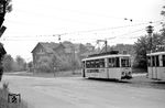 Tw 13 vom Kirchweg aus Kassel erreicht den Endhaltepunkt am Herkules. (28.05.1964) <i>Foto: Helmut Röth</i>