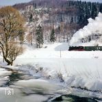 Bilderbuchwinterwetter bei der DMV-Sonderfahrt mit 94 1292 auf der Bahnstrecke Ilmenau - Schleusingen bei Thomasmühle. (18.02.1978) <i>Foto: Karsten Risch</i>