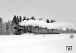 50 359 (Bw Lindau) mit einem kurzen Güterzug bei Oberstaufen, wo Ende Februar 1963 nochmals der Winter eingekehrt war. (28.02.1963) <i>Foto: Walter Eckard</i>