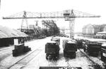 Der von der Fa. Adolf Bleichert in Leipzig hergestellte Brückenkabelkran bei der Hafen- und Lagerhaus AG in Berlin. Die Spannweite zwischen den Stützen betrug 35 m, die Gesamtlänge mit den Auslegern 70 m. (1929) <i>Foto: RVM</i>