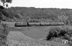 118 017 mit einem Nahverkehrszug von Lauda nach Osterburken bei Eubigheim. (06.1976) <i>Foto: Burkhard Wollny</i>