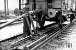 Seilwagen einer Seilablaufanlage in einem Gefällebahnhof, vermutlich in Chemnitz-Hilbersdorf. (1930) <i>Foto: RVM</i>