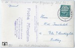 Carl Bellingrodt nutze umgehend seine bei Heigenbrücken entstandene Aufnahme der 01 190 (Bild Nr. 6045), um diese Pfingstgrüße zu versenden. Interessant ist der Umstand, dass die Karte am Pfingstsonntag (!) beim Postamt in Wuppertal-Barmen abgestempelt wurde. Das war noch Service... (29.05.1955) <i>Foto: Carl Bellingrodt</i>