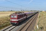 DR 211 030 der Eisenbahngesellschaft Potsdam mit dem "Störtebecker-Express" nach Rügen zwischen Bad Dürrenberg und Kötzschau kurz vor Leipzig. (20.07.2019) <i>Foto: Ralf Opalka</i>
