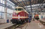 Die wiederaufgearbeitete DR 118 757 der PRESS im Alstom Werk Stendal. (12.07.2019) <i>Foto: Joachim Schmidt</i>