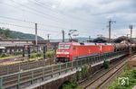 152 030 mit 152 046 vor dem umgeleiteten EZ 51228 (Seelze - Gremberg) auf dem Güterzugumfahrungsgleis in Hagen Hbf. (31.07.2019) <i>Foto: Joachim Schmidt</i>