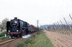 50 1002-0 mit einem Güterzug nach Döbeln an den Hopfenfeldern von Großbothen. (10.05.1983) <i>Foto: Peter Schiffer</i>