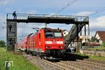 146 114 mit RE 5345 (Offenburg - Schliengen) in Auggen auf der Rheintalbahn. (09.05.2014) <i>Foto: Zeno Pillmann</i>