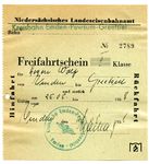 Freifahrtschein für Gerd Wolff auf der Kreisbahn Emden-Pewsum-Greetsiel. (25.08.1958) <i>Foto: Gerd Wolff</i>