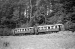 Abschiedsfahrt mit den beiden ET 1 und ET 2 (ex Badische Lokal-Eisenbahnen AG [BLEAG]) auf der Albtalbahn bei Busenbach. (01.08.1964) <i>Foto: Helmut Röth</i>