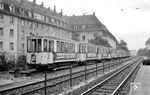 Eine Reihe abgestellter Vorkriegs-Beiwagen (u.a. Nrn. 657, 697, 680, 656) in Mannheim. (26.09.1964) <i>Foto: Helmut Röth</i>