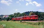 Zum 125-jährigen Streckenjubiläum der Remstalbahn war 465 006/865 606 als Sonderzug Nt 20701 bei Zimmern unterwegs. (29.06.1986) <i>Foto: Wolfgang Bügel</i>