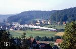 Die zweite Runde des Filmzuges mit 01 1100 im Pegnitztal begann bei Artelshofen. (21.07.1986) <i>Foto: Joachim Bügel</i>