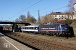 Wenn auch nicht mehr so regelmäßig wie in früherer Zeit, taucht ab und zu immer noch der NX-Ersatzzug auf der RB48-Linie im Tal der Wupper auf. Hier schiebt TRI 110 469 die RB 32441 nach Köln durch Wuppertal-Sonnborn. (07.02.2020) <i>Foto: Wolfgang Bügel</i>