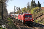 Kein Aprilscherz: 120 104 mit dem PbZ 2470 (Frankfurt Hbf - Dortmund Bbf) bei Leichlingen. (01.04.2020) <i>Foto: Joachim Bügel</i>