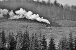 99 7203 mit Güterzug 8394 auf der Steigung kurz vor Lohrbach. (10.02.1960) <i>Foto: Helmut Röth</i>