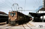 RhB Ge 4/6 355 (Oerlikon, Baujahr 1914) im Bahnhof Landquart. (02.10.1981) <i>Foto: Peter Schiffer</i>